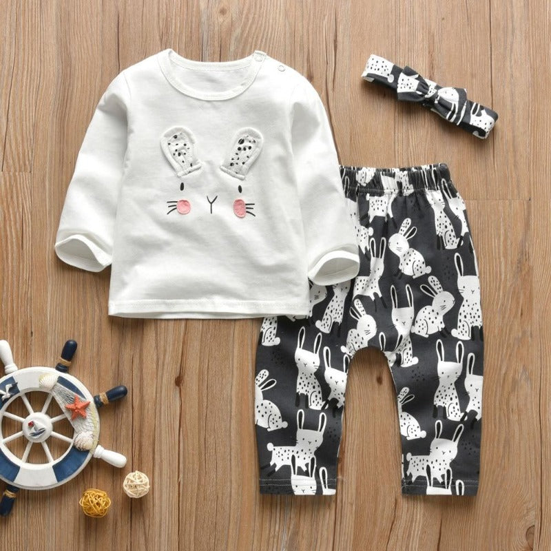 Long Sleeves Top and Patterned Pants Set