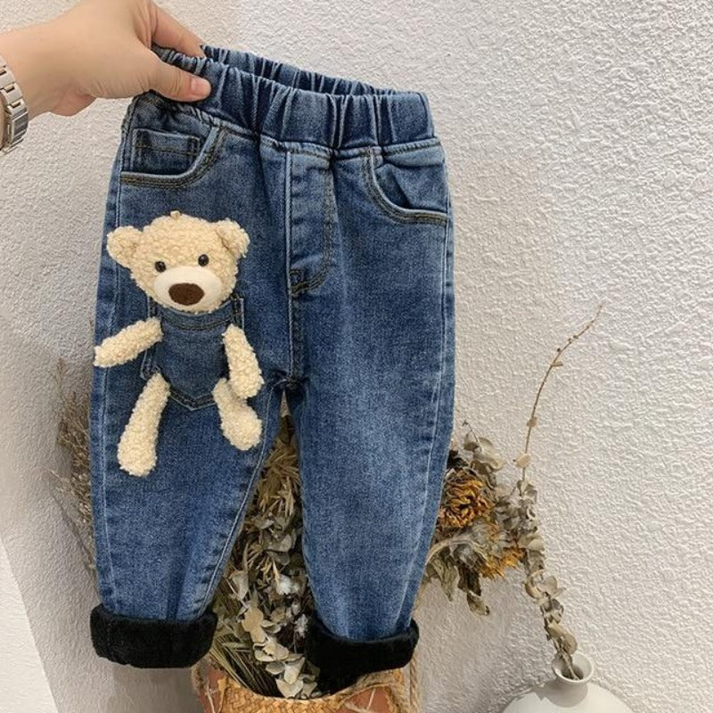 Plush Bear Baggy Fully Lined Denim Pants