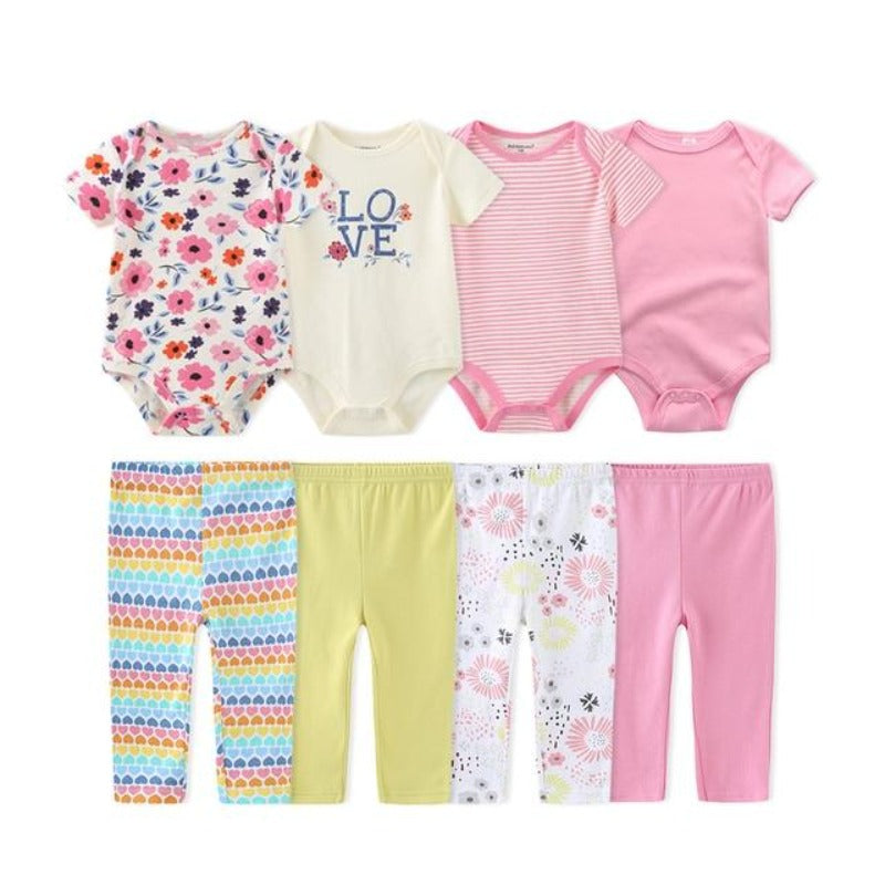 Baby Cotton Bodysuits 8-Pc Set