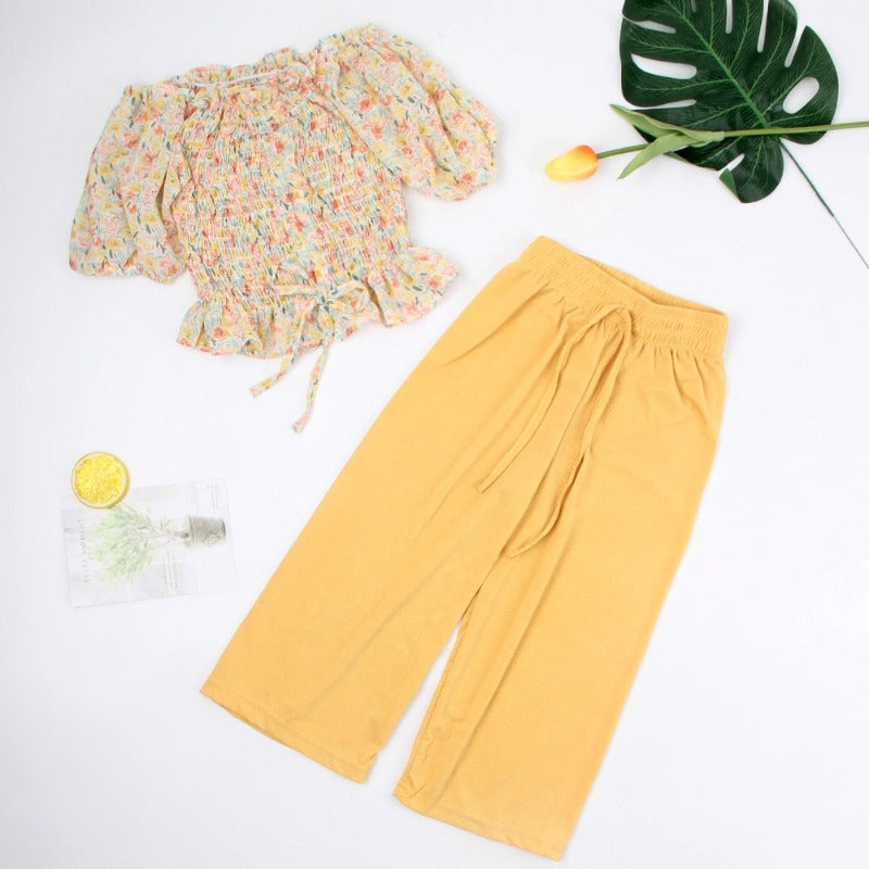 Floral Top and Loose Pants Set